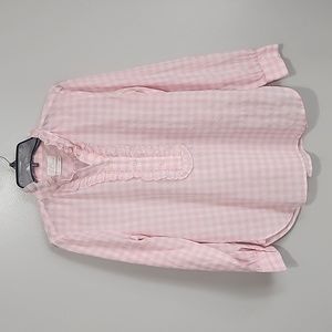 J. Crew Classic Tuxedo Ruffled Gingham Women's Long Sleeve Pink/White Size 4